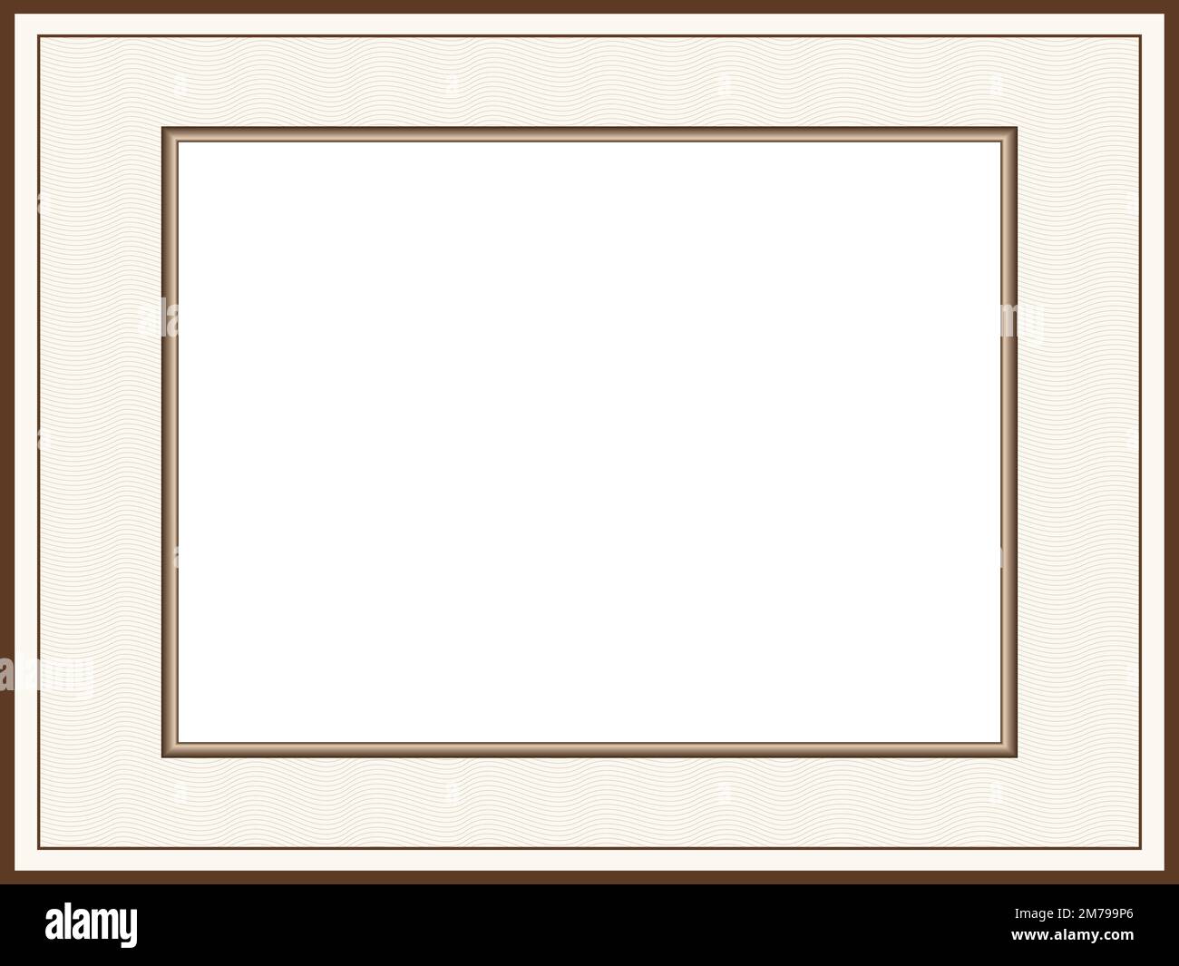 Classic frame design with passe-partout. Vintage border, vector abstract guilloche line art pattern. Certificate template A4. White background. EPS10 Stock Vector