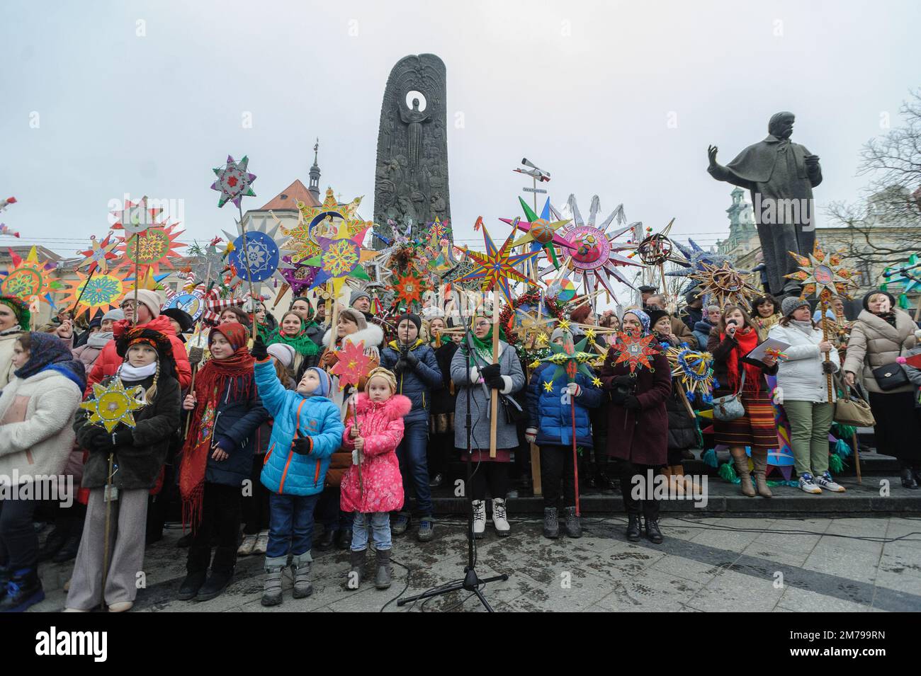 Lviv, Ukraine 8 january 2023. Folk folklore festival "New joy has