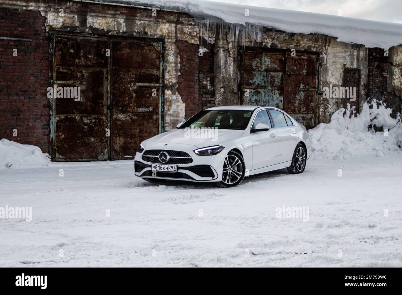 MOSCOW, RUSSIA - FEBRUARY 02, 2022. Mercedes-Benz C-Class 200
