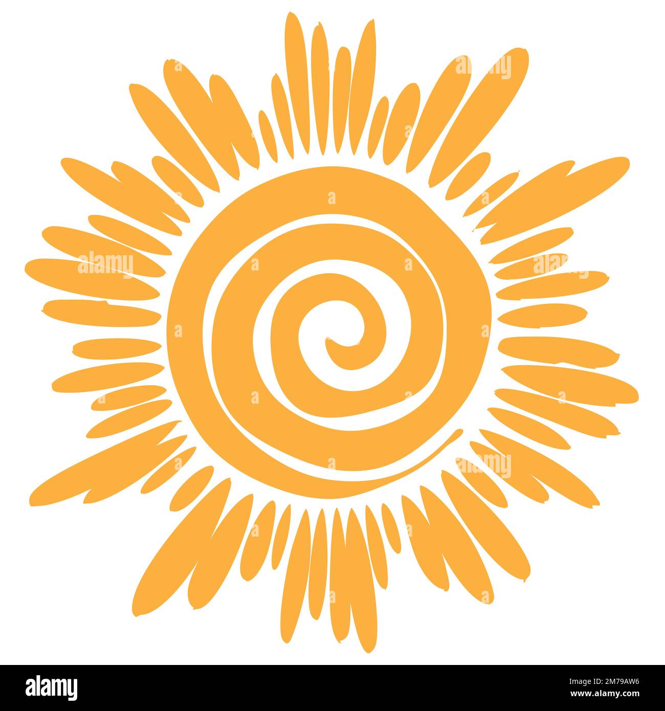 Hand drawn Icon of sun symbol with spiral. Stock Vector