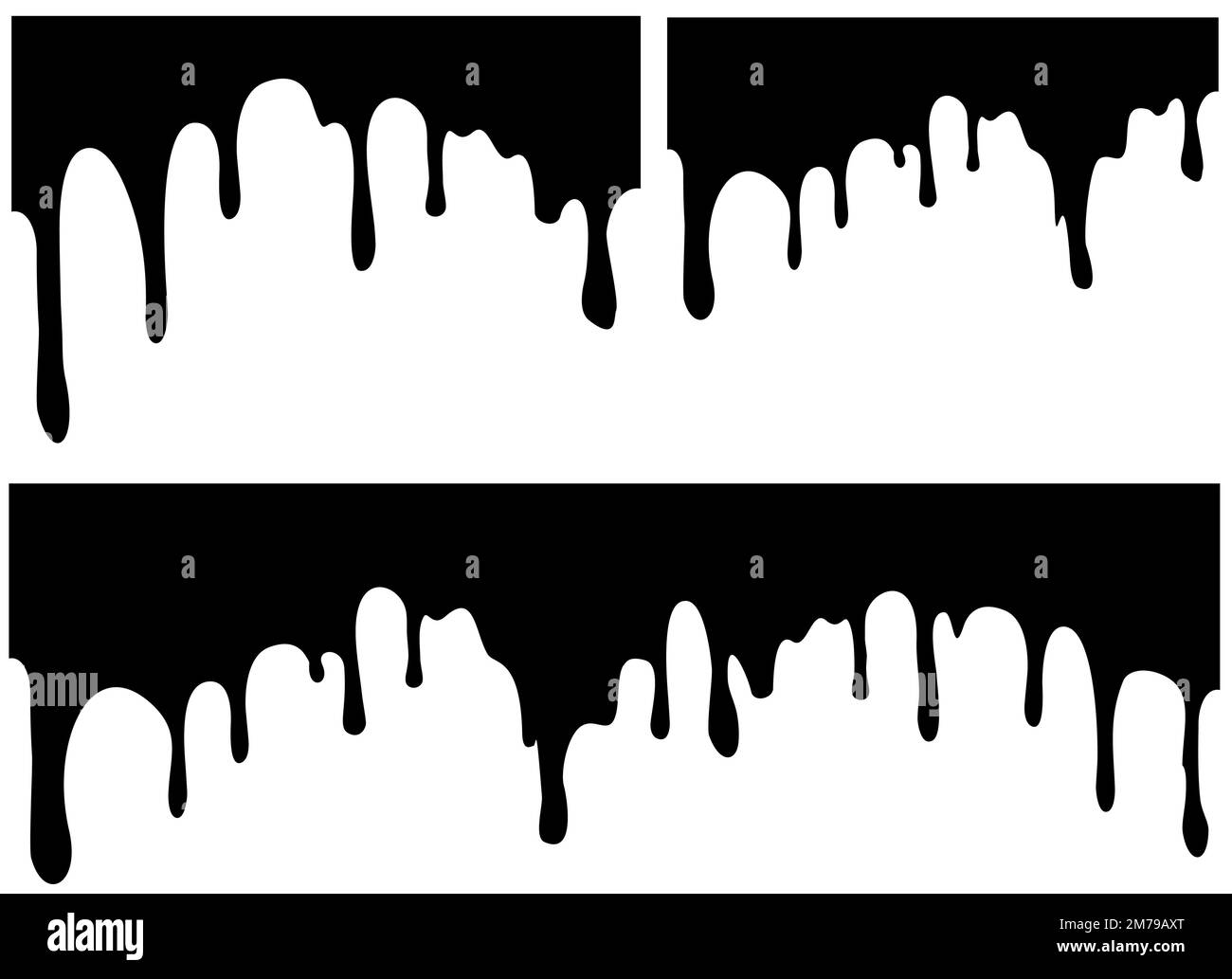Set of black paint drips. Vector illustration for your design Stock