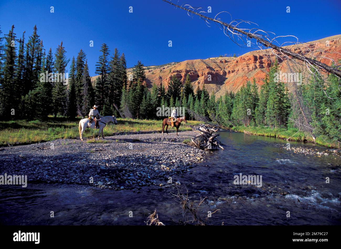 USA, Wyoming, Rocky Mountains, Dubois, Sam Schaefer & Renny Burke on