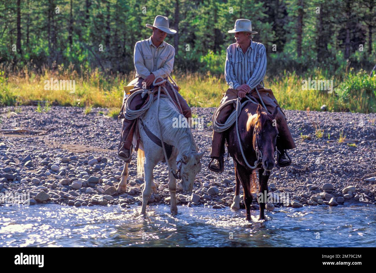 USA, Wyoming, Rocky Mountains, Dubois, Sam Schaefer & Renny Burke on