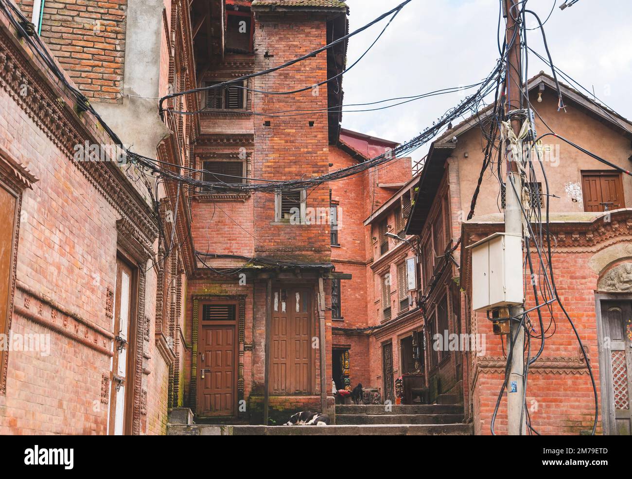 The old red brick buildings in Swayambhunath temple complex, Kathmandu