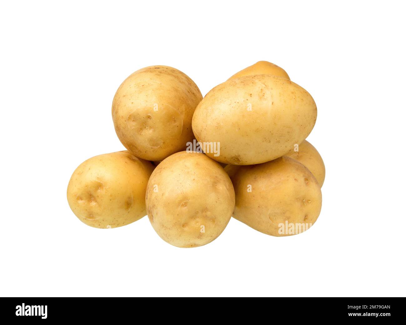 Potato isolated on white background, close up. Group of potatoes. Stock Photo