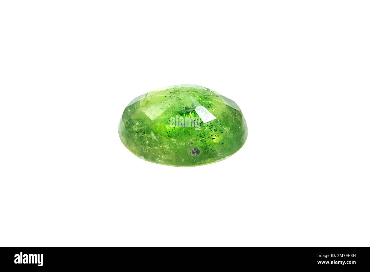 Natural stone green tsavorite on white background Stock Photo