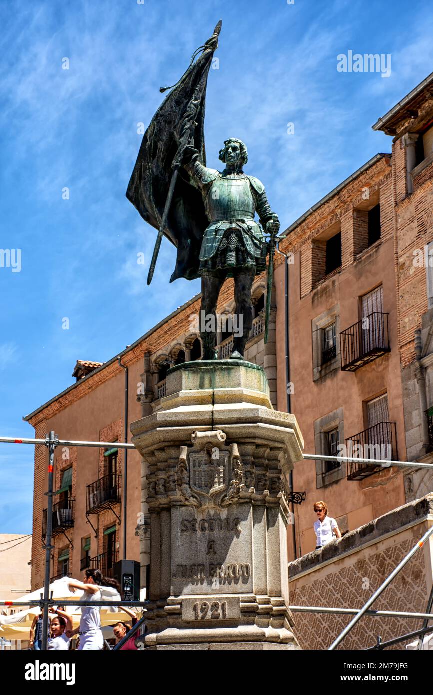 Statue Juan Bravo, Communard in Segovia, Spain Stock Photo