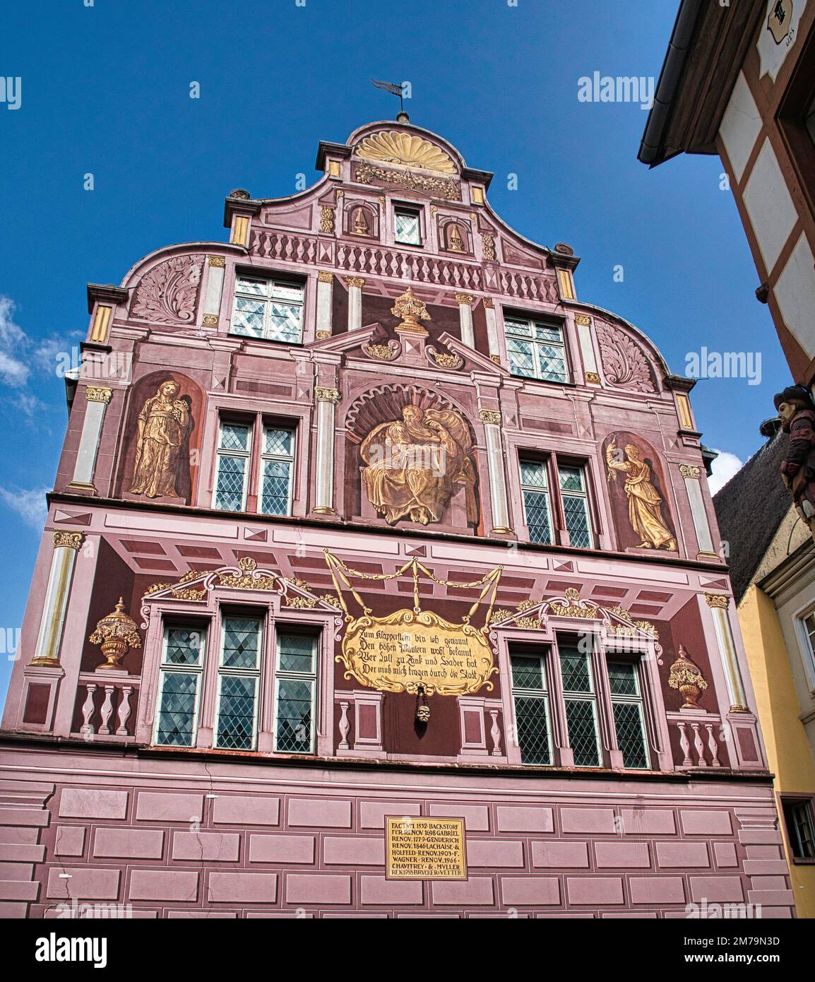 Southern facade of the 16th century former Civic Hall, Mulhouse, Haut-Rin, Alsace, France Stock Photo