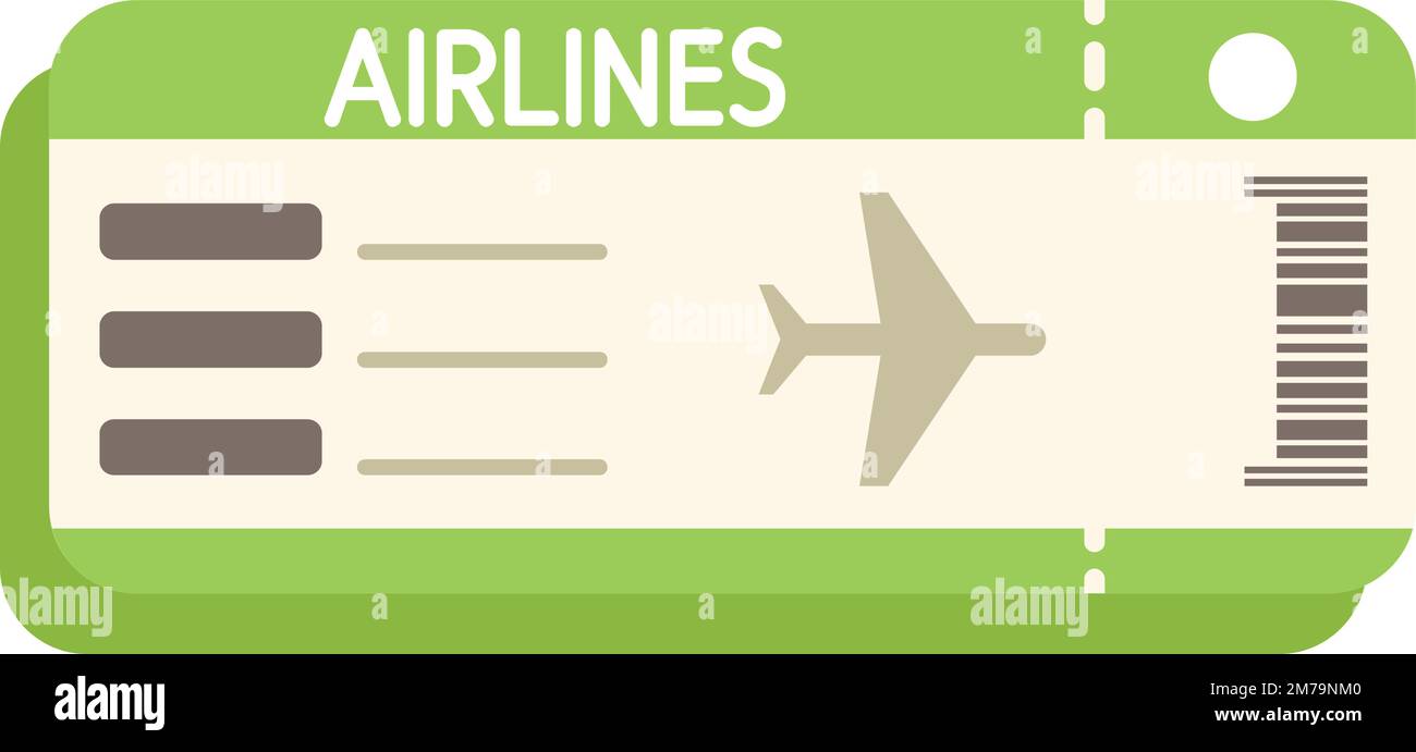 Airline ticket icon flat vector. Pass plane. Air flight isolated Stock ...