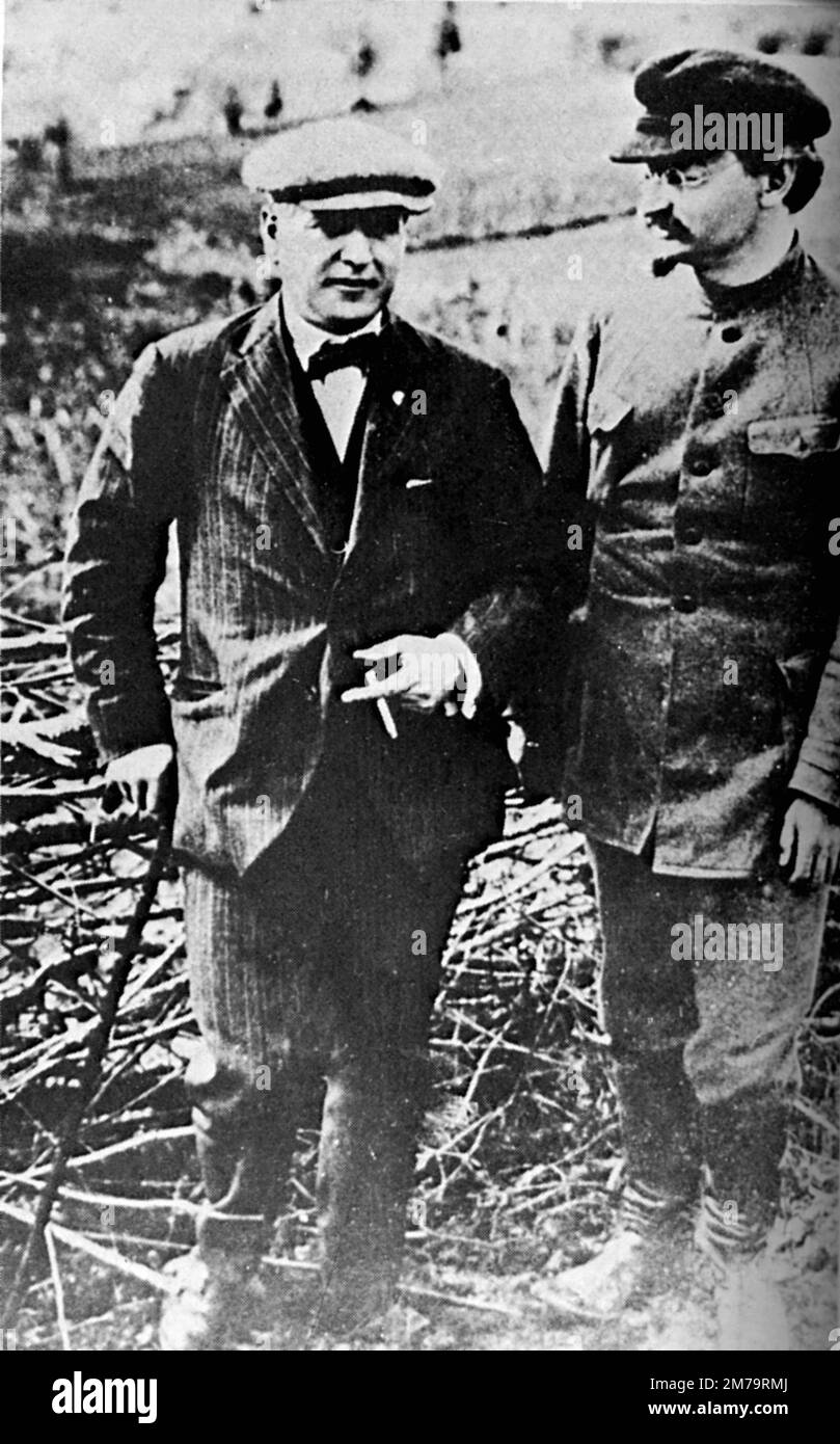 Christian Rakovsky with Leon Trotsky, circa 1924. Stock Photo