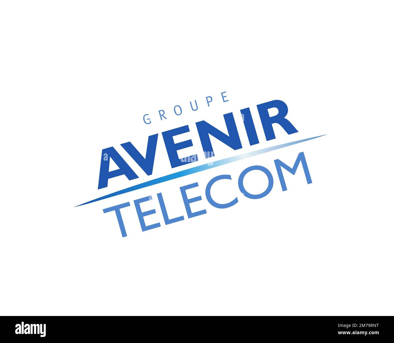 Avenir Telecom, rotated logo, white background Stock Photo - Alamy