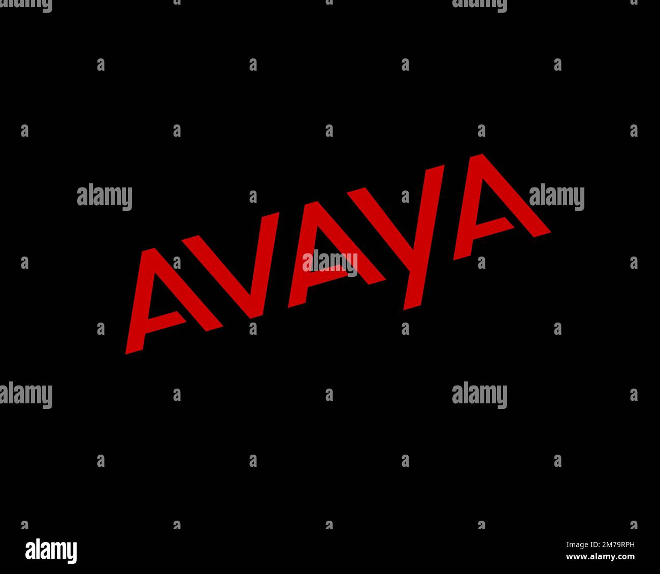 Avaya, rotated logo, black background Stock Photo - Alamy