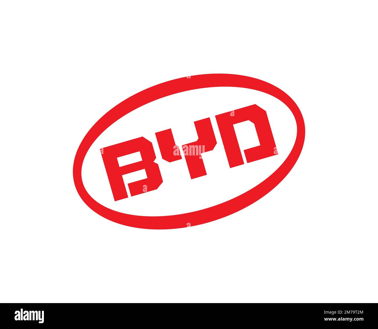 BYD car, rotated logo, white background Stock Photo