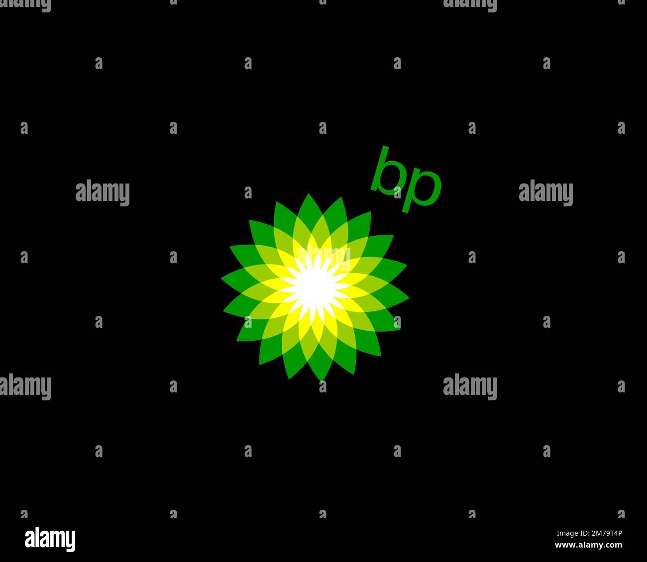 BP, rotated logo, black background B Stock Photo - Alamy