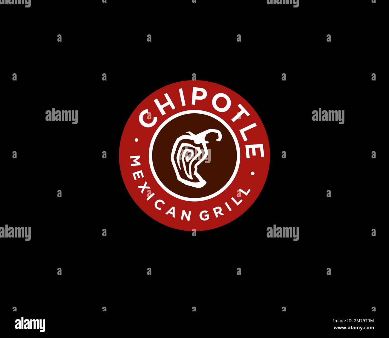 Chipotle Mexican Grill, Rotated Logo, Black Background B Stock Photo