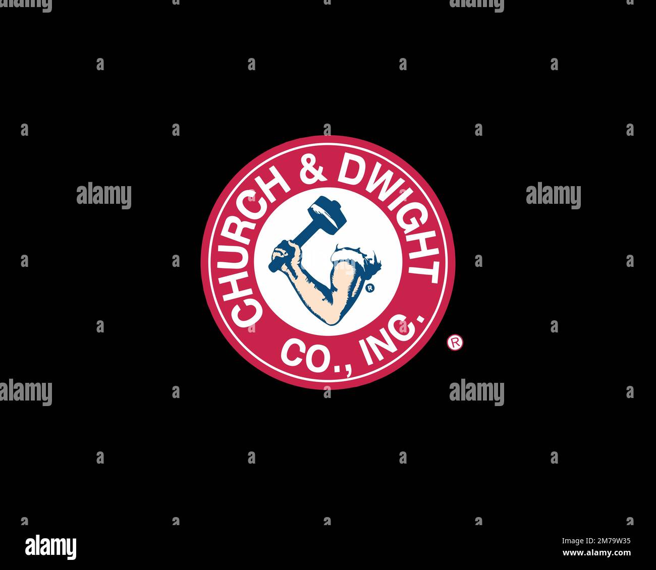 Church & Dwight, Rotated Logo, Black Background Stock Photo