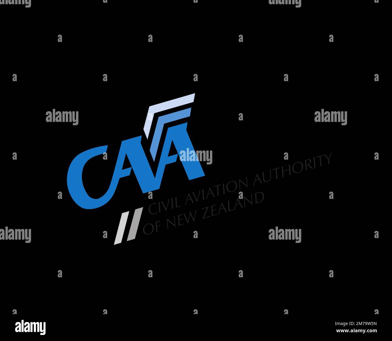 Civil Aviation Authority of New Zealand, rotated logo, black background