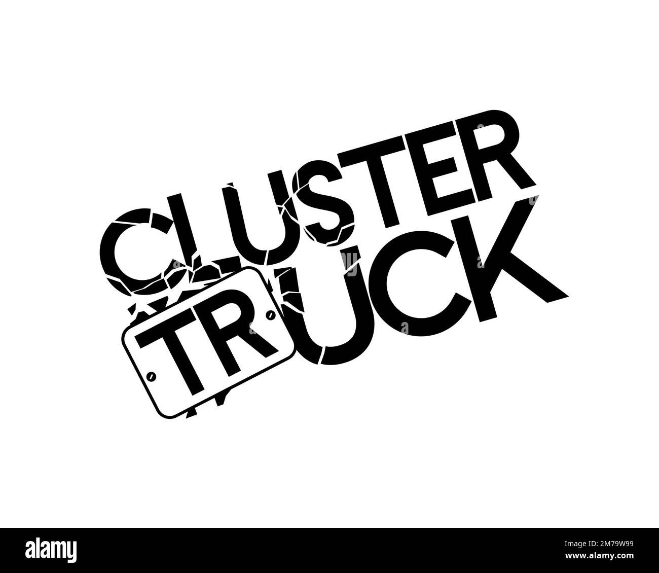 Cluster truck, rotated logo, white background Stock Photo