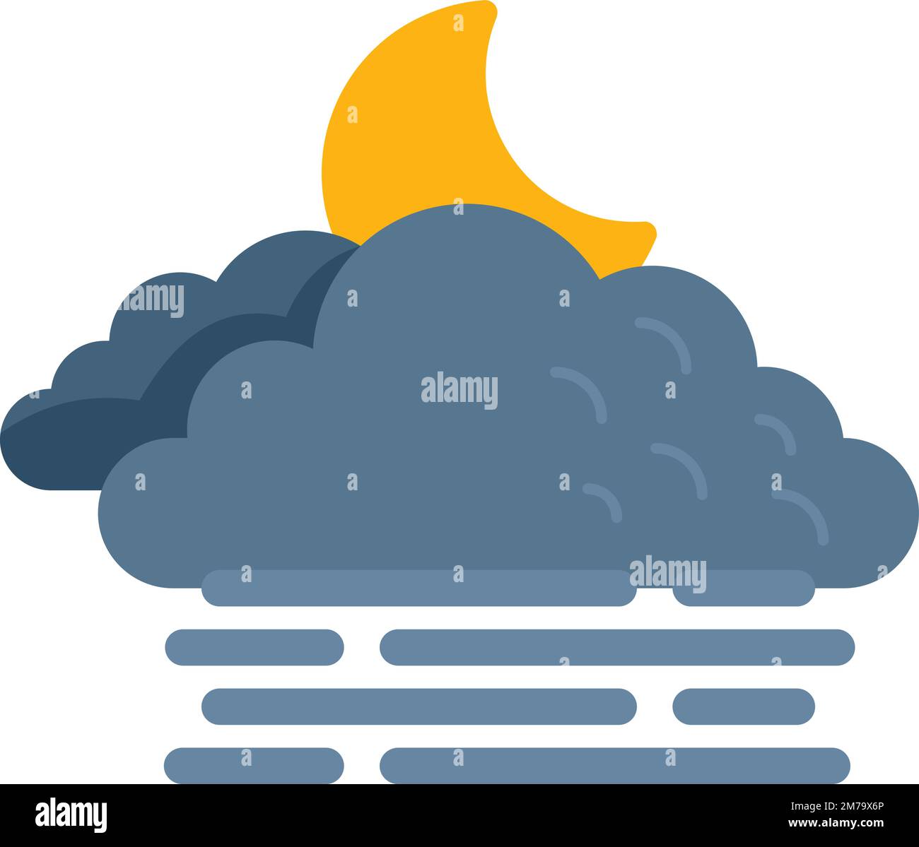 Night cloudy icon flat vector. Climate meteo. Sky widget isolated Stock