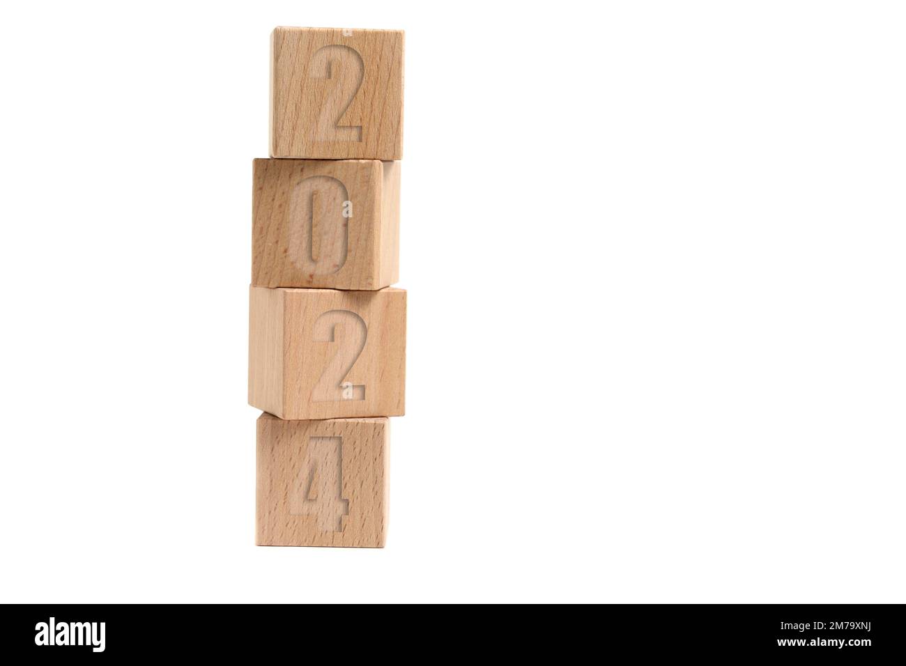 Wooden cubes with numbers 2024, white background Stock Photo - Alamy