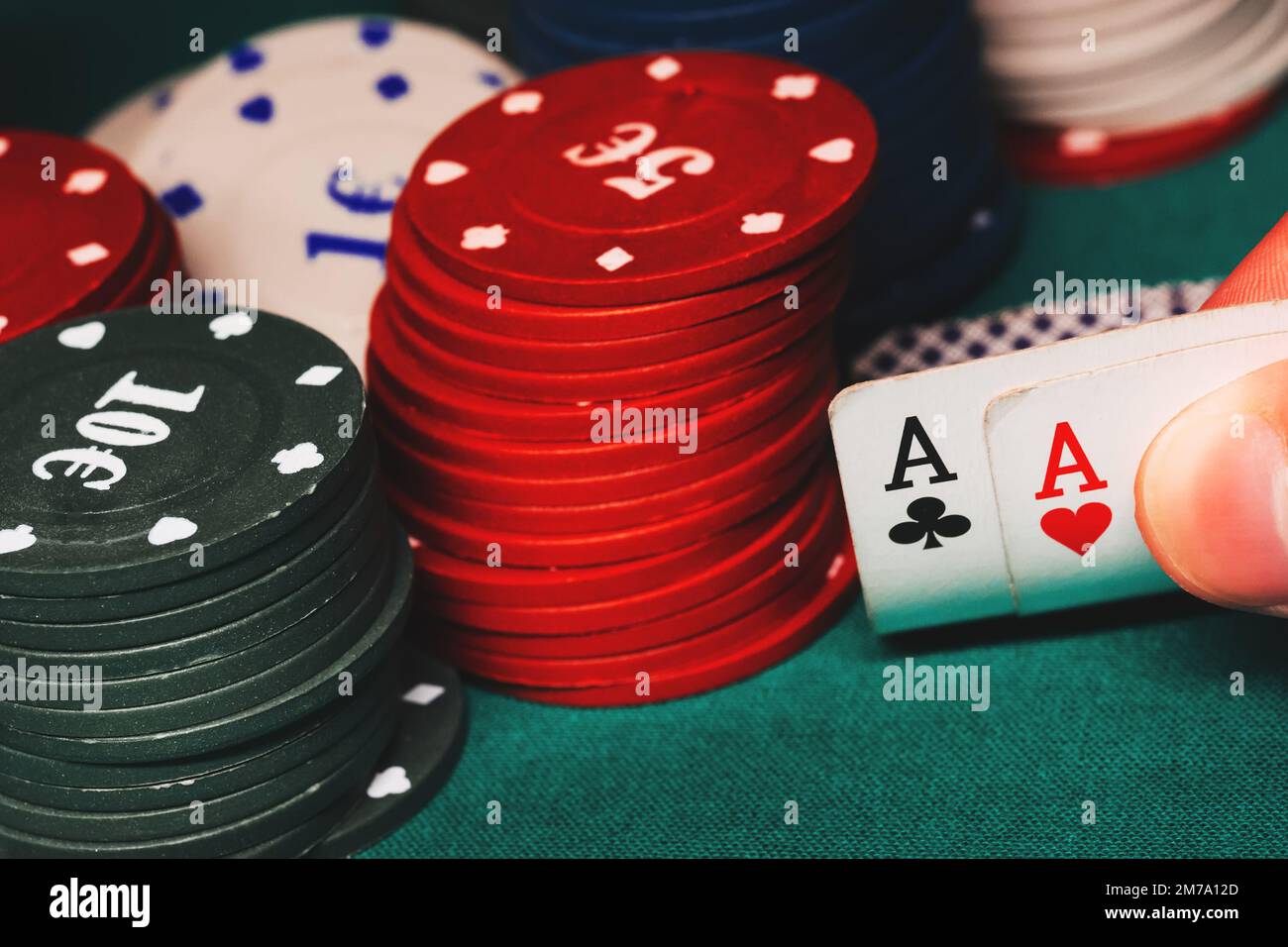 cards with one pair of aces in the game of poker in the hands of a