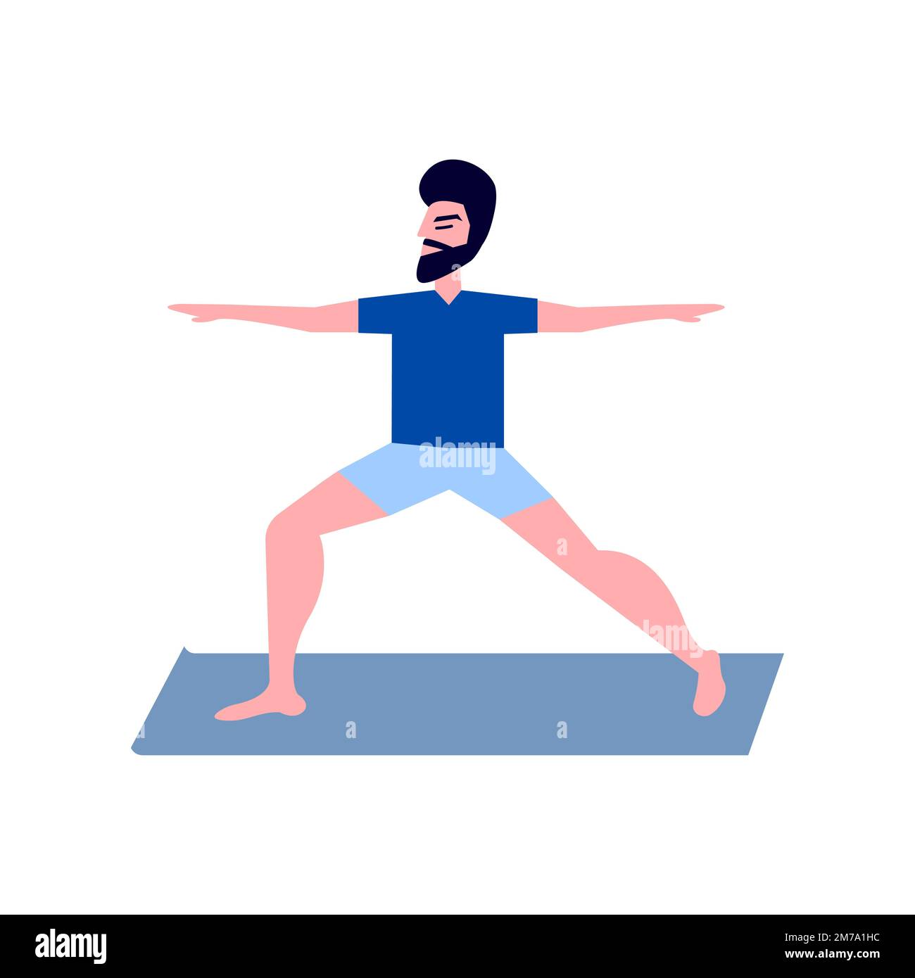 Man with beard doing yoga exercise Stock Vector