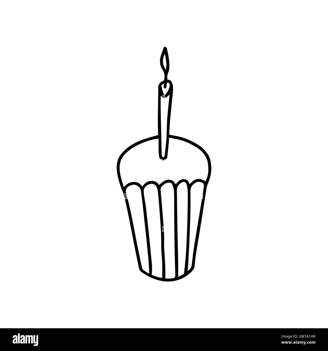 Birthday cupcake with candle Stock Vector