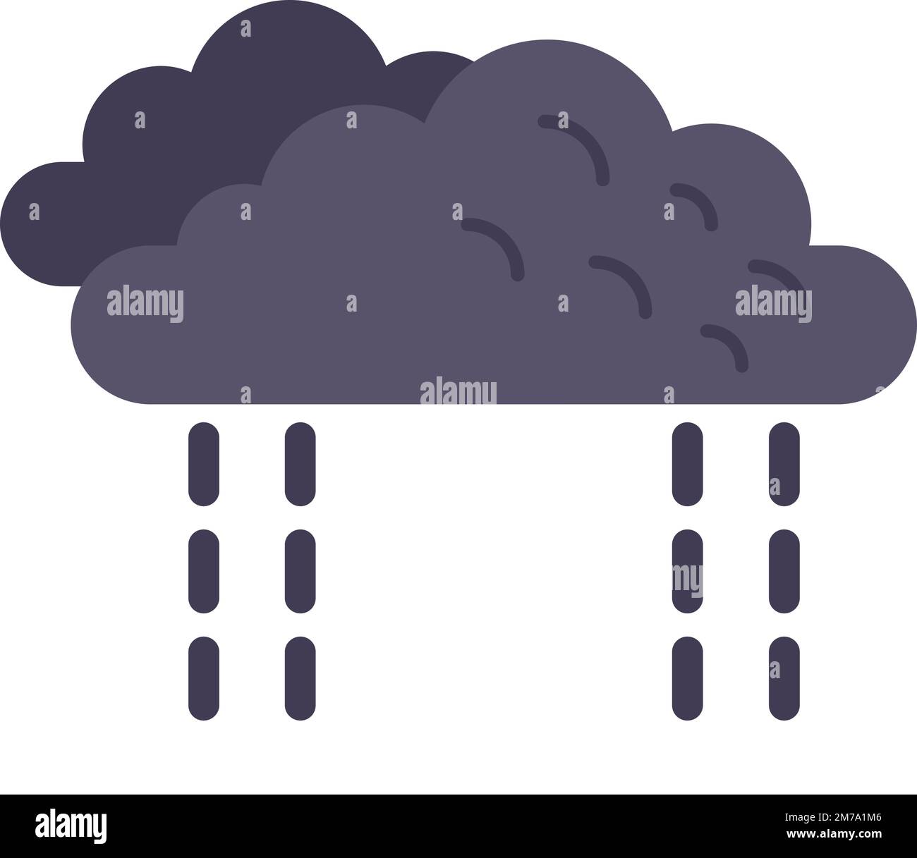 Rain thunderstorm icon flat vector. Cloud forecast. Day sky isolated ...