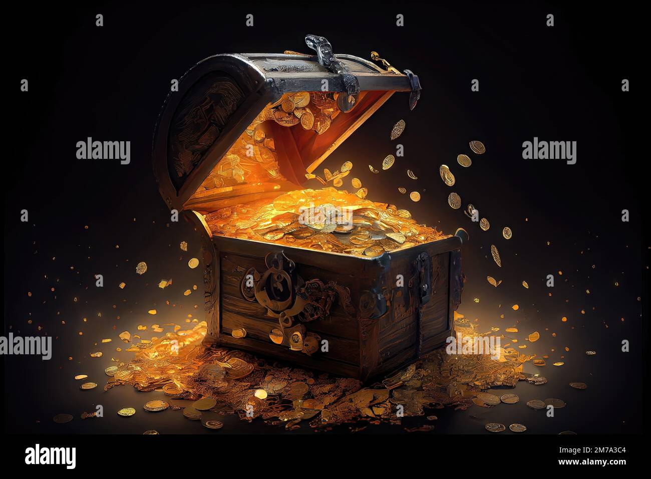 Chest gold treasure coins hi-res stock photography and images - Alamy