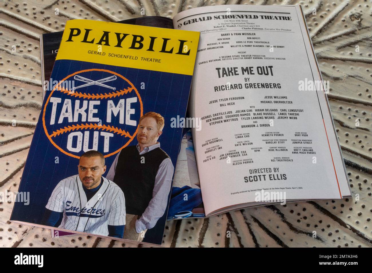 'Take Me Our' playbill from the Gerald Schoenfeld Theatre, New York City, USA  2022 Stock Photo