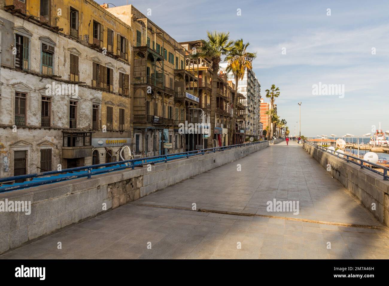 PORT SAID, EGYPT - FEBRUARY 3, 2019: Suez canal boardwalk in Port Said, Egypt Stock Photo