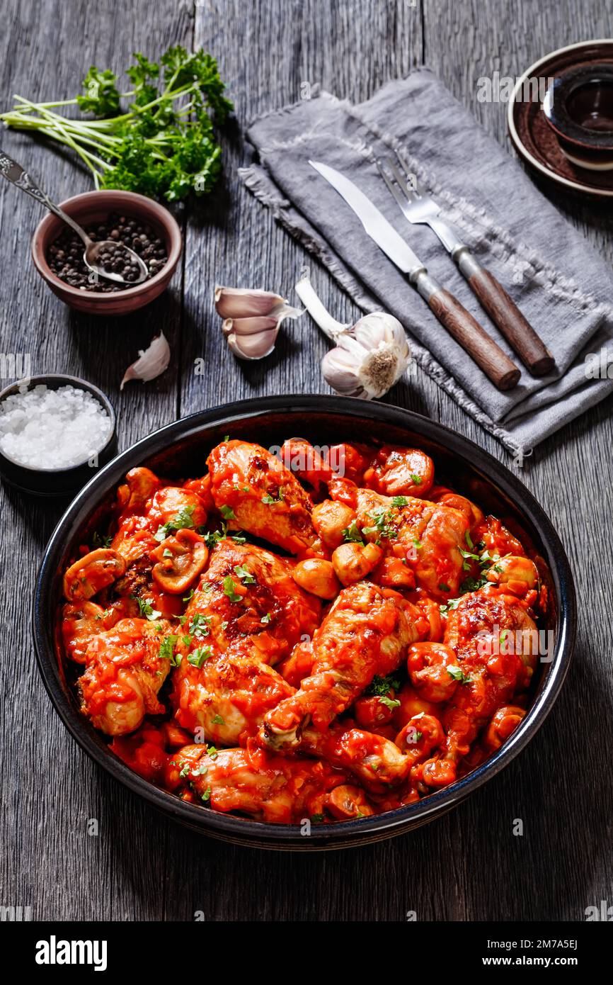 Chicken Chasseur, hunter chicken, poulet saute chasseur, chicken stew