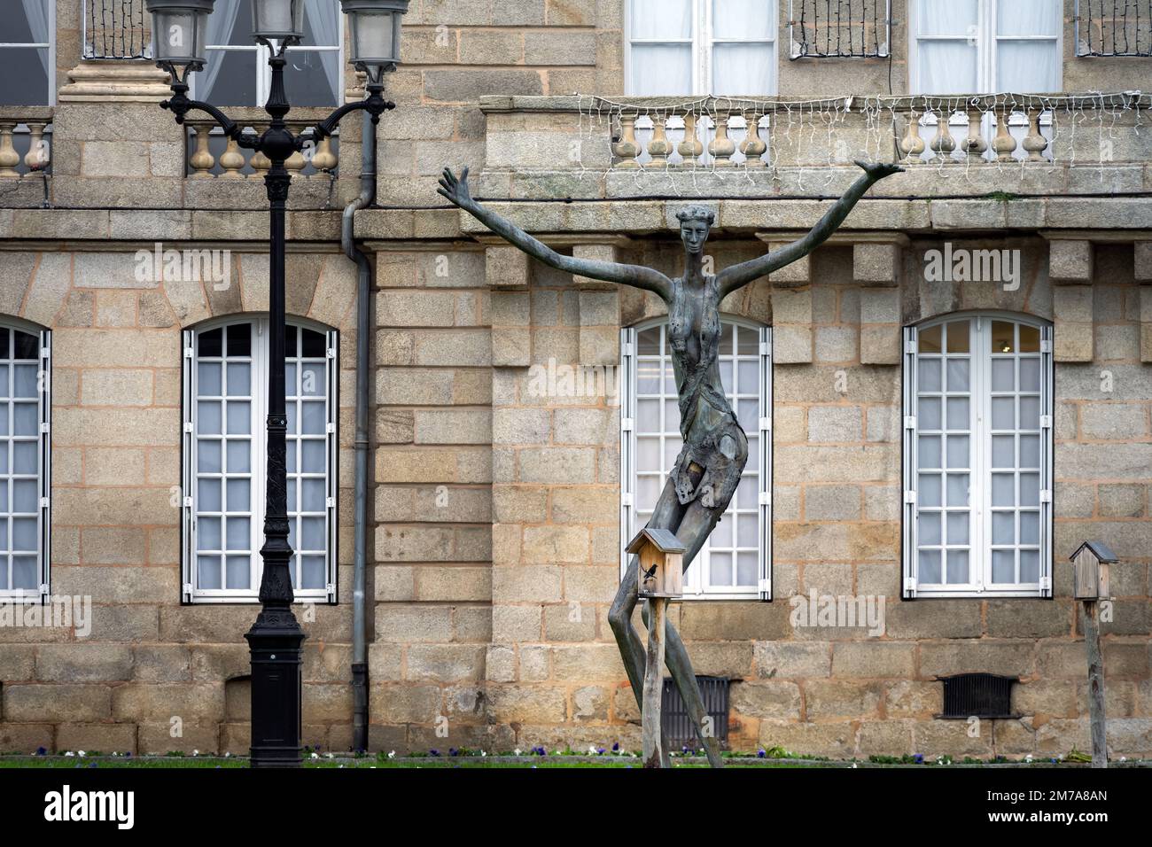 ALENCON, FRANCE - DECEMBER 28th, 2022: L'Amour, statue by Louis Derbré, in front of Alençon town hall, Normandy, France Stock Photo