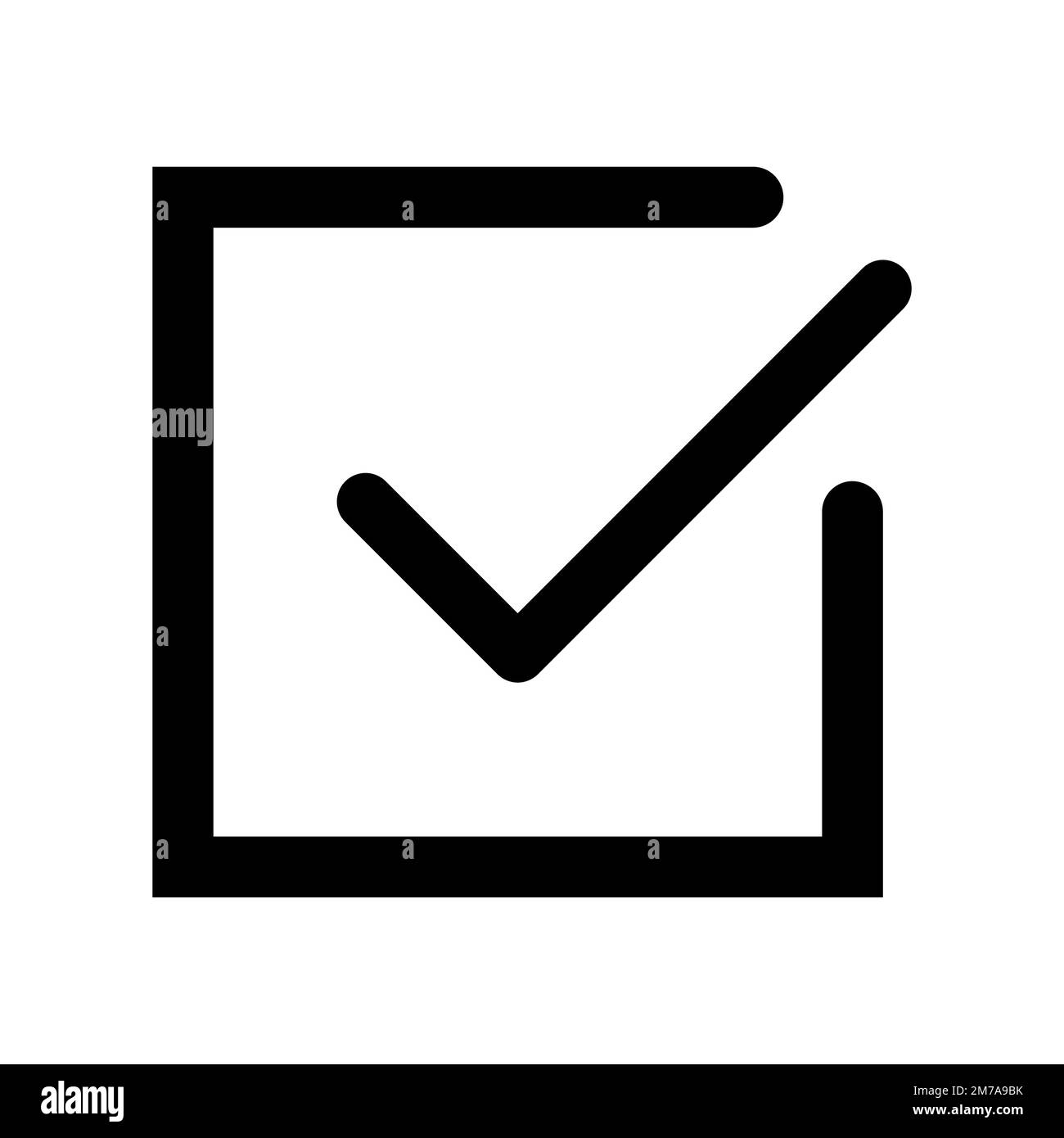 Check mark icon line isolated on white background. Black flat thin icon ...