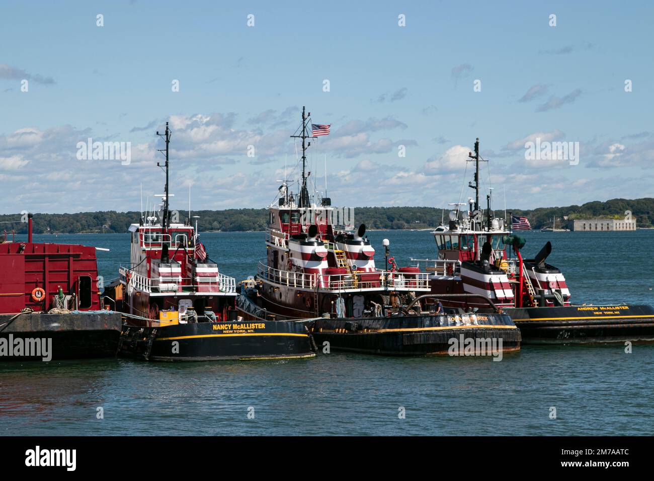 USA, Maine, Portland, Harbor and Bay, tug boats, cruise port, shipping