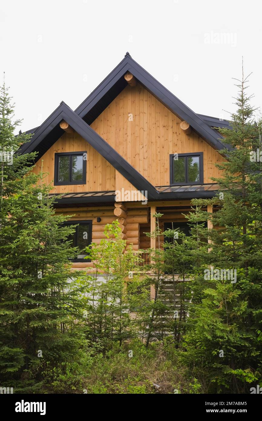 Black Trim Log Home