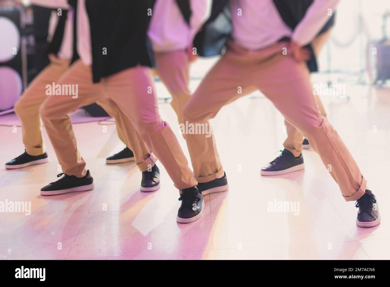 Group of hiphop dancers performance on a stage, modern contemporary