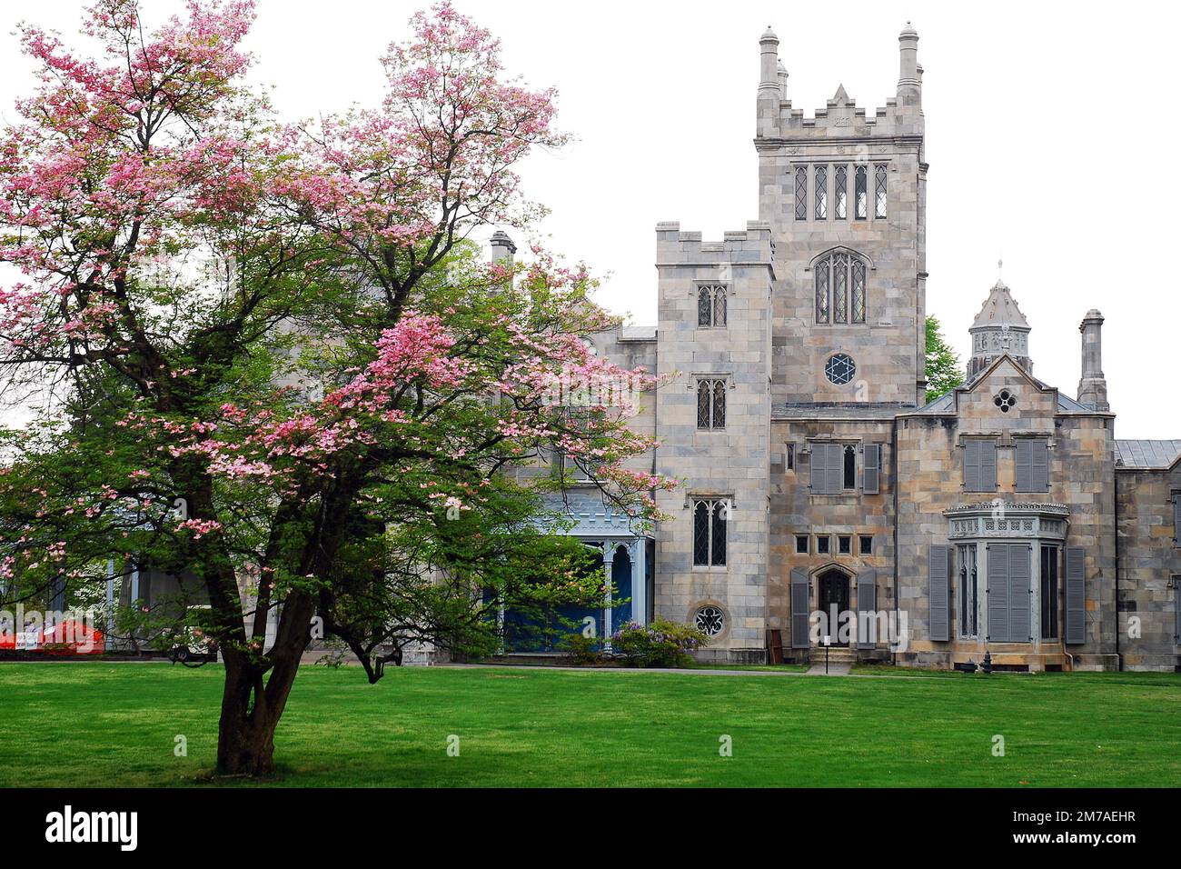 The Lyndhurst manor during a spring day in Tarrytown, New York Stock Photo