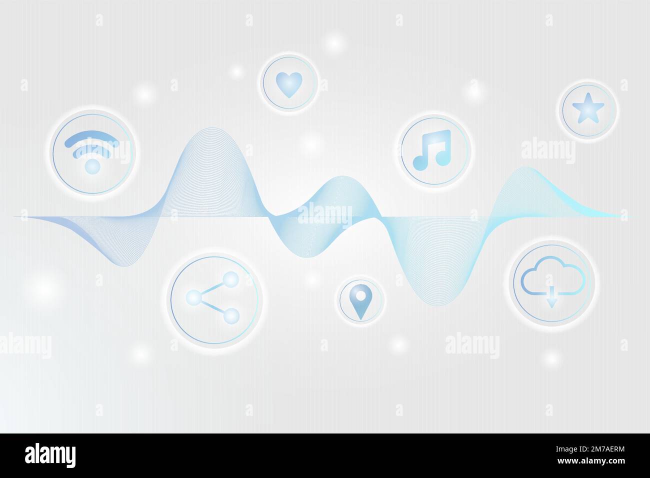 Blue social network technology icons background vector Stock Vector