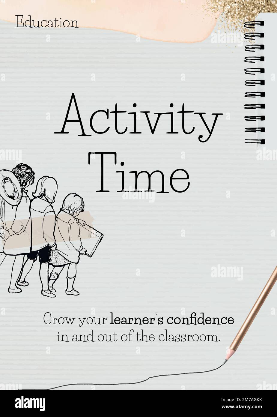 Activity time template vector on paper with student doodle Stock Vector