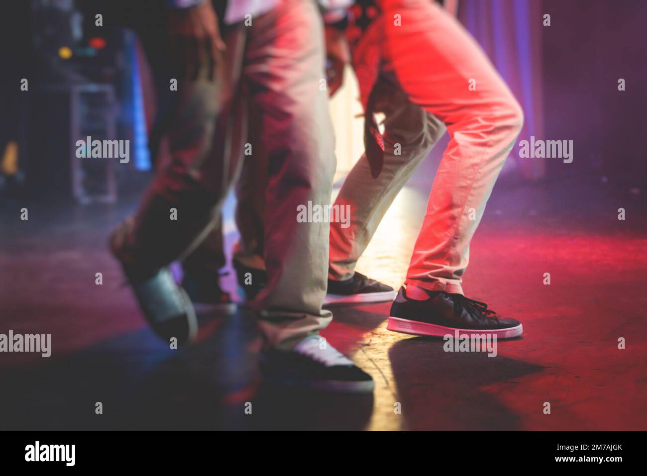 Group of hiphop dancers performance on a stage, modern contemporary