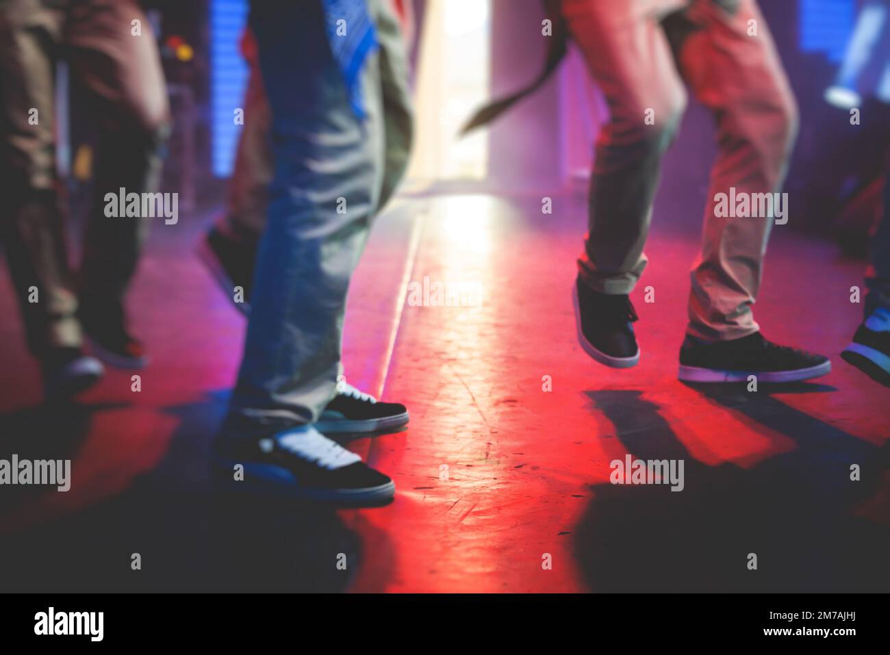 Group of hiphop dancers performance on a stage, modern contemporary