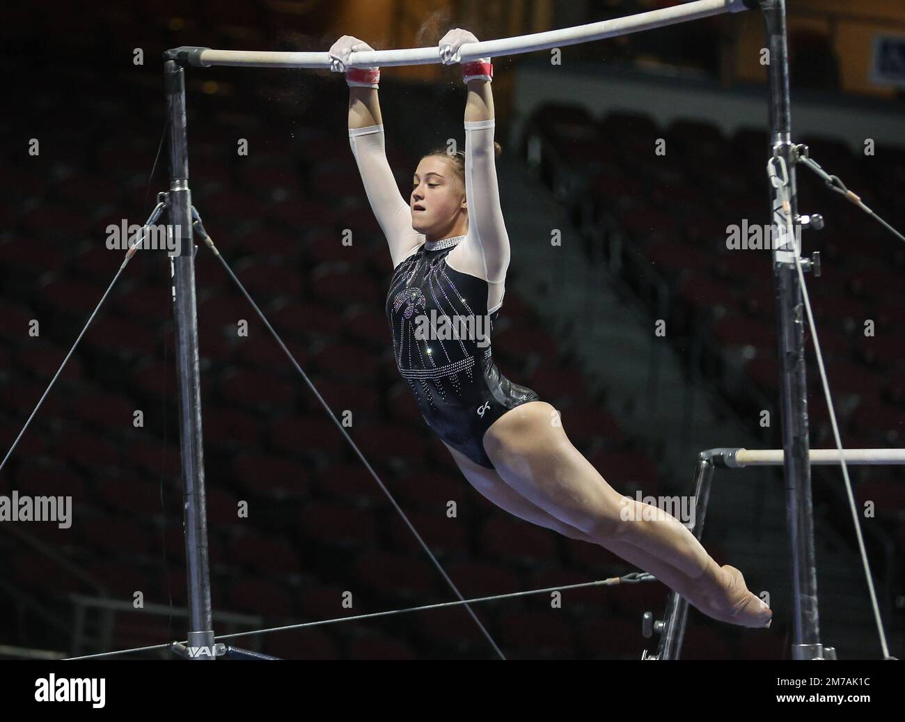 Las Vegas, NV, USA. 7th Jan, 2023. An Iowa gymnast on the uneven