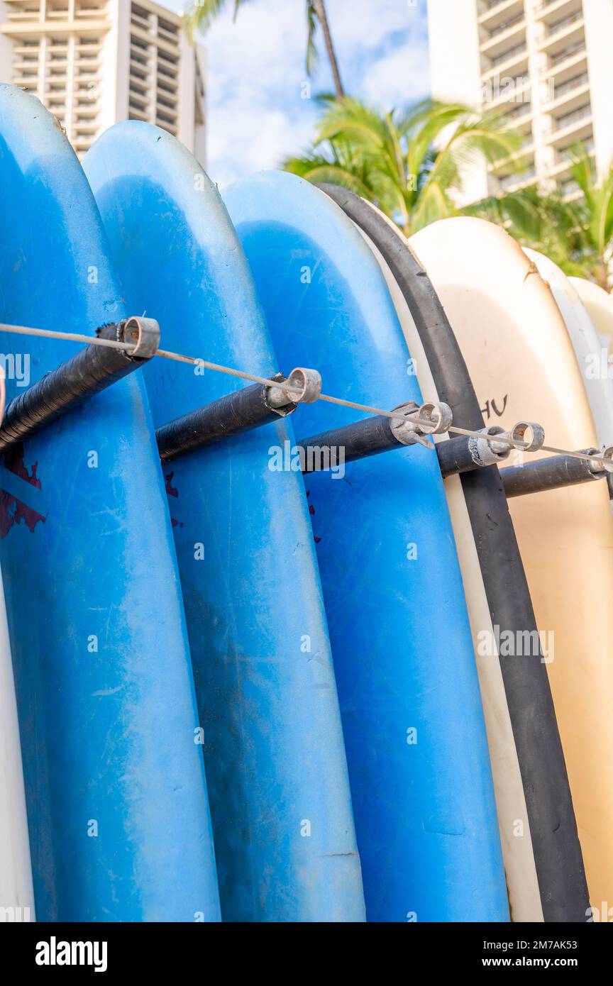 Honolulu, Hawaii December 29, 2022 Dive Oahu surfboards on Waikiki