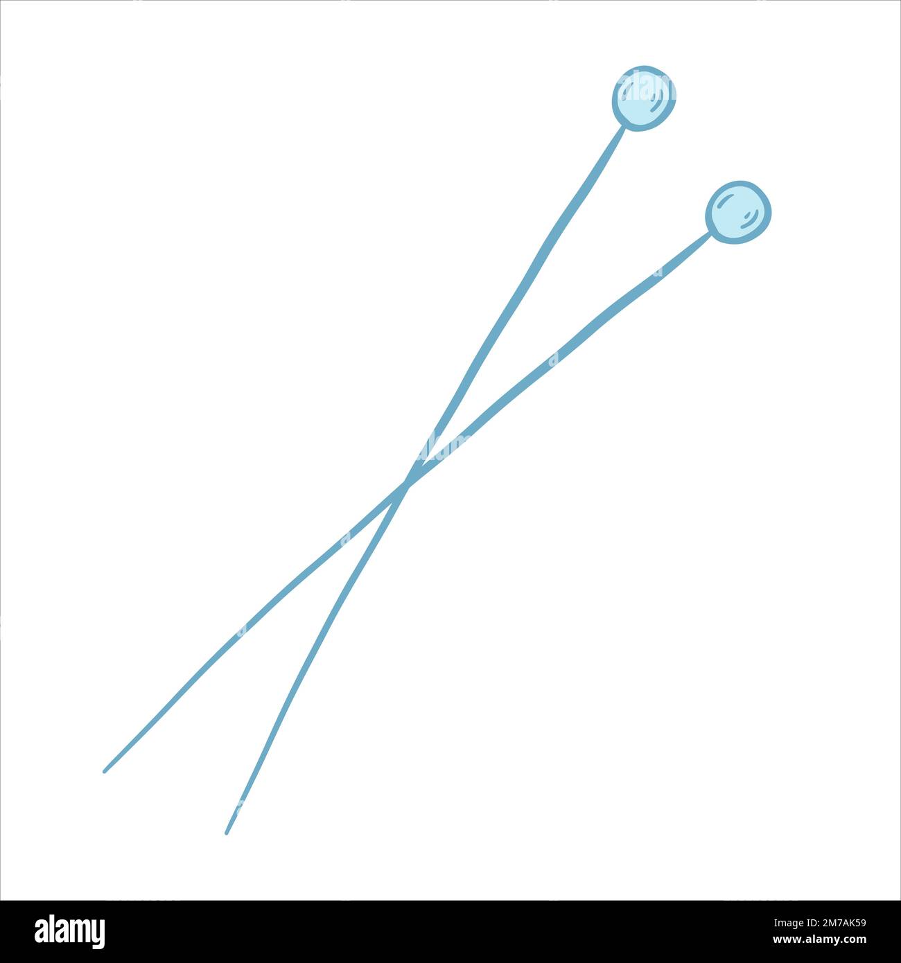 Vector illustration in doodle style. Knitting needles Stock Vector