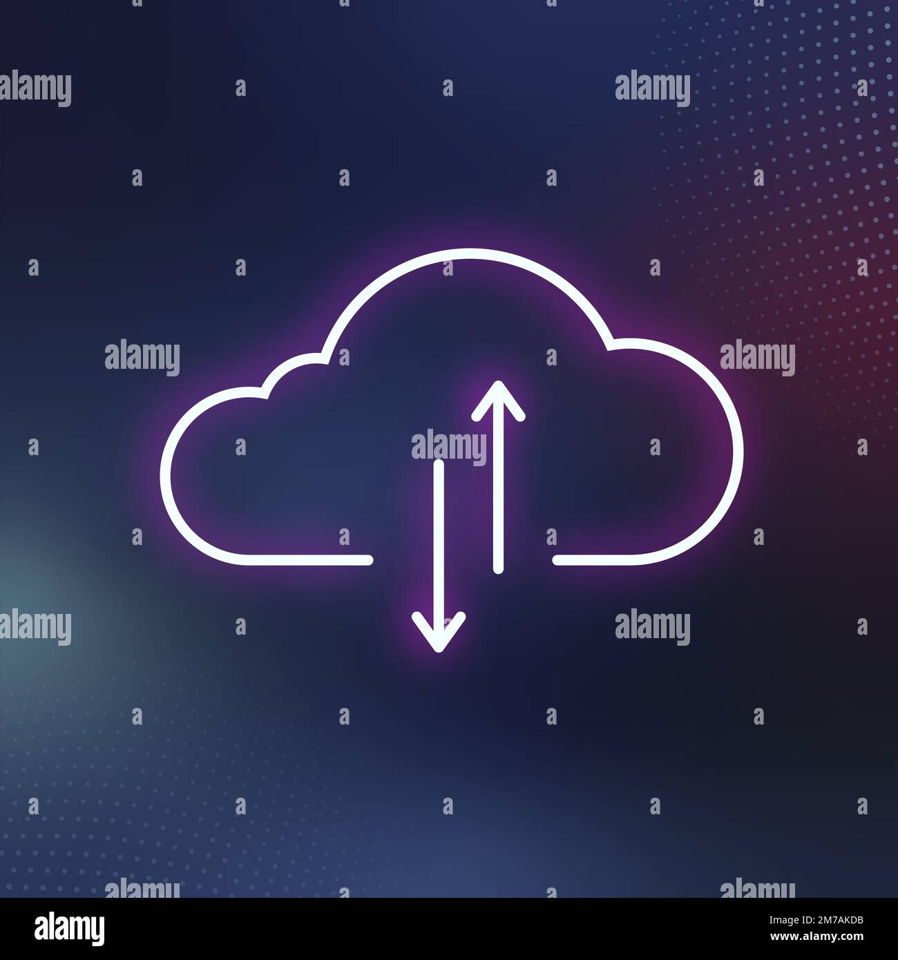 Pink neon cloud icon vector digital networking system Stock Vector