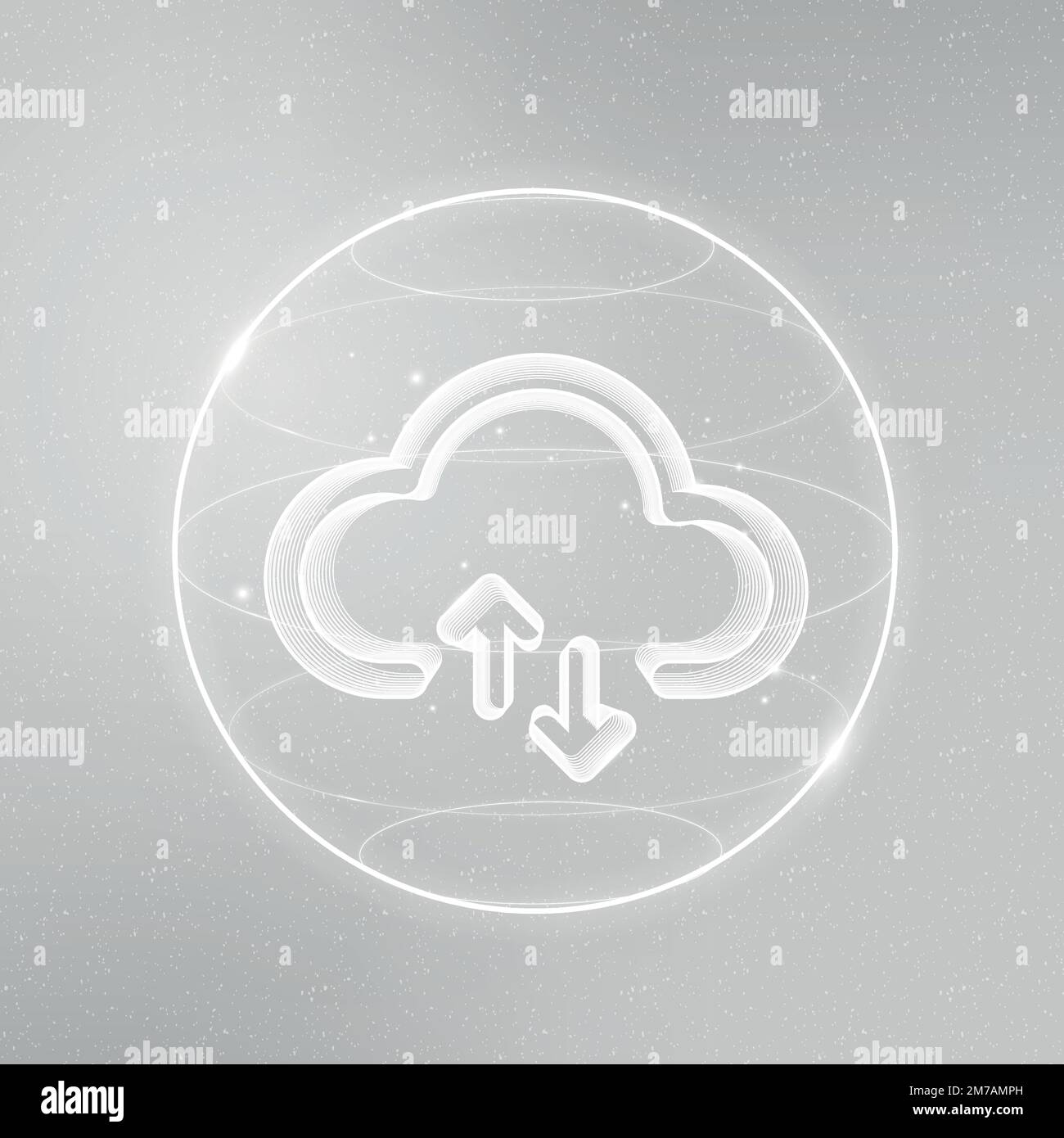 Cloud network technology icon vector in white on gradient background Stock Vector