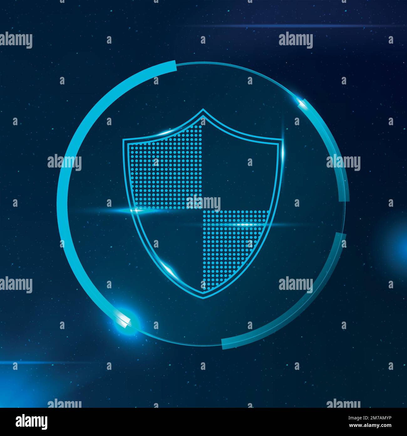 Security shield vector cyber security technology in blue tone Stock Vector