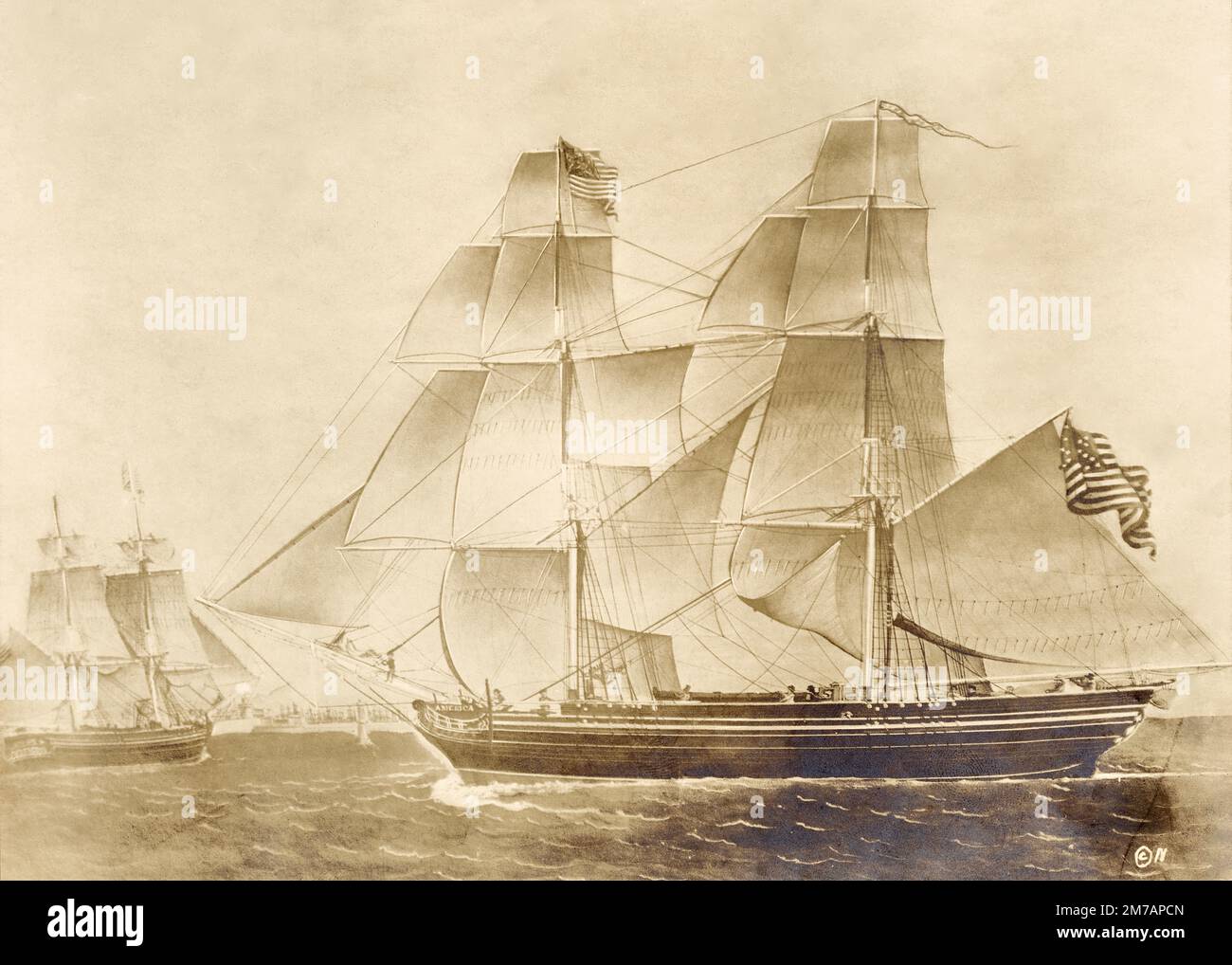 Brig America 1830 Stock Photo