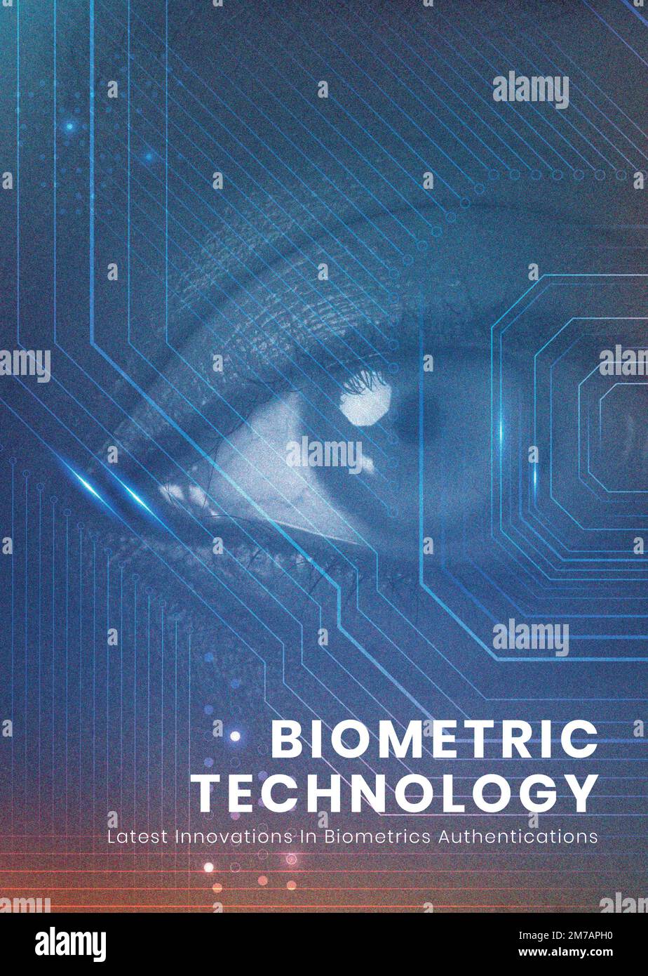 Biometric technology poster template vector security futuristic innovation Stock Vector